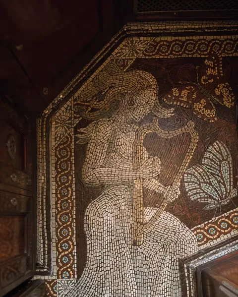 Wagon Zena British Pullman &mdash; mosa&iuml;que figurative, artisanat unique