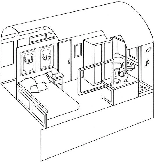 Plan de la Double Cabin standard du Royal Scotsman