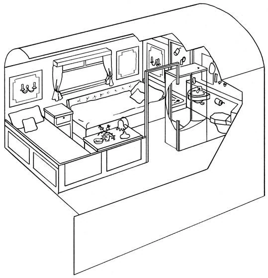 Plan de la Twin Cabin du Royal Scotsman